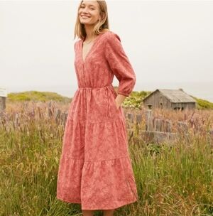 Marine Layer Eyelet Willow Midi Dress Dusty Rose